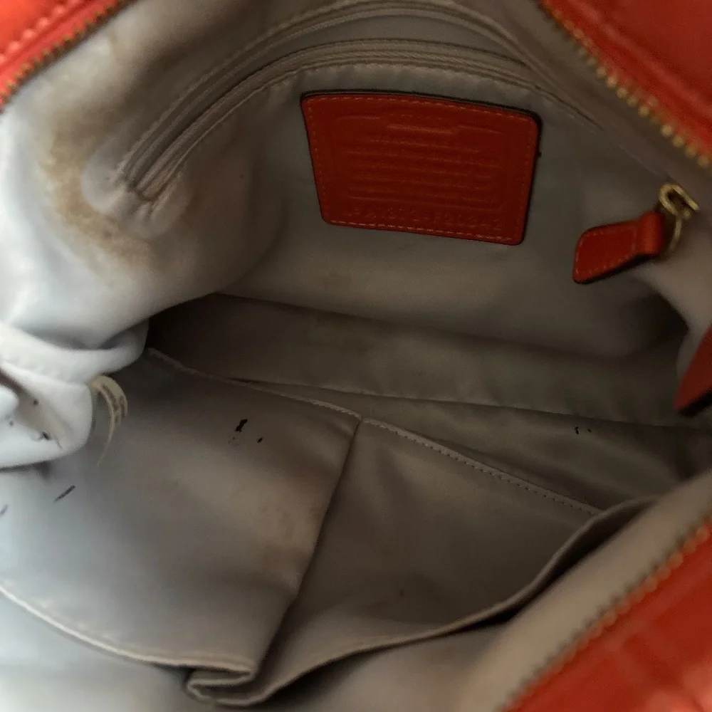 Coach Ashley Mini Coral Orange Vintage Leather Tote Crossbody Handbag - Picture 8 of 8